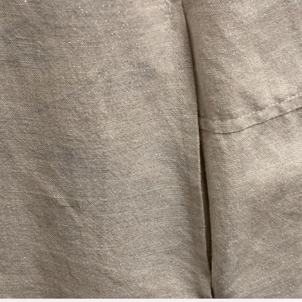 Crown Linen blend Beige with subtle metallic Short Sleeve Dress - Picture 3 of 7
